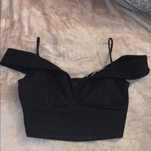 Black off the shoulder crop top